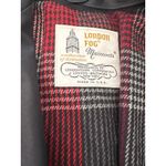 London Fog Vintage Womens Black Trench Coat Belted Plaid Lined Full Length Sz M Photo 3