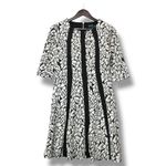 Gabby Skye Floral Print Dress Black White Fit & Flare Size 8 Career Mod Classic Photo 1