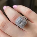 White Gold Polished Princess Cut Ring Photo 3