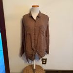 Maven West NWT Cargo Green Silky Cupro Button Down Shirt Tie Front Size Medium Photo 1