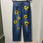 MISSLOOK Sunflowers Women’s Blue Jeans Size Small Medium Wash Distressed Photo 1