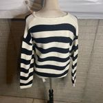 Elan Black And White Striped V Neck Long Sleeve Knit Sweater Size Large Photo 3