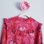 ZARA  Blogger Favorite Fushia Pink Bohemian Long Sleeve Ruffle Mini Dress Photo 5