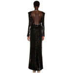 THE ATTICO Sequin Cut Out Chain Neck Gown in Black 42 4 Photo 3