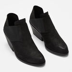 Eileen Fisher  Even Tumbled Nubuck Bootie Black Suede Block Heel Ankle size 8.5 Photo 0