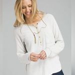 prAna  Two Tone White/Cream Hensley Long Sleeve Women's Shirt Size M Photo 0