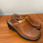 Born Leather Slip On Mule Clog Square Toe Brown Heel Casual Comfort Y2K Size 8 Tan Photo 5