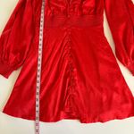 Urban Outfitters  Rebecca Red Long Sleeve Jacquard Boho Holiday Mini Dress Small Photo 7