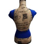 SheIn Royal Blue Backless Cap Sleeve Fitted Top Stretchy Blouse Size S Photo 1