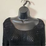 Talbots  Crochet Knitted Black Fishnet Blouse Long Sleeve Top Size Large Photo 1