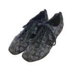 Coach  Kelsie Signature C Logo Black Grey Leather Lace Up Sneakers Women's 8.5M Photo 2