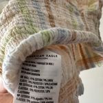 American Eagle  Plaid Pastel Earth Tones Smocked Bubble Crop Top Photo 6