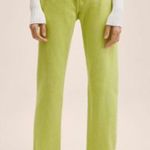 Mango NWT MNG Highwaist straight cropped jeans LIME GREEN Photo 3