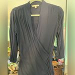 41 Hawthorn Navy Blue Ruched Wrap Style V Neck 3/4 Sleeve Top Size S Black Photo 3