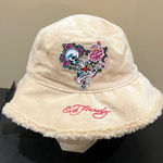 Ed Hardy  | Cream Faux Fur Bucket Hat Photo 0
