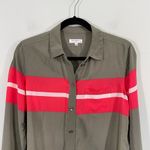Equipment  Femme Green & Red Button Up Silk Long Sleeve Blouse Size S/P Photo 1