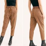 Free People Margate Paper Bag Pleated High Rise Brown Ankle Trousers Size Small Photo 1