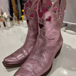 Anthropologie  pink metallic boots with heart cutouts  Photo 0