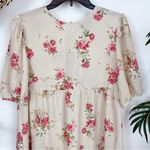 NWT En Saison Natural Color Floral Print Midi Dress Size Small Tan Photo 5