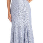 R & M Richards Elegant Lace Off-Shoulder Blue Dress Photo 0