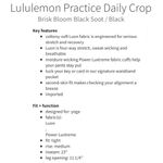 Lululemon Practice Daily Crop in Brisk Bloom Black Soot/Black Leggings Size 8 Photo 15