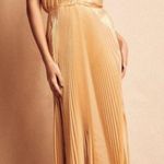 Love Shack Fancy NWT  Silk Lurex Pleated Bryce Dress in Golden Hour Photo 0