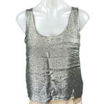 J.Crew Women Silver Metallic Glitter Sparkly Mesh Overlay Sleeveless Tank Top 0 Photo 0
