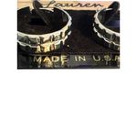 Lauren Silver Tone Hoop Earrings Square Design Made in USA 1" New on Card Photo 1