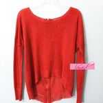 Nordstrom Spool Lightweight Zipper Back Sweater Rust Terracotta High-Low Asymmetric Knit S Photo 3