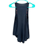 American Eagle  size XS soft & sexy line navy tank top with floral embroidery‎ Photo 1