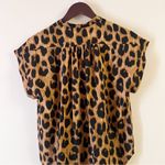 Muche Muchette Brown Leopard Print Blouse NEW One Size Short Sleeves Tan Photo 8
