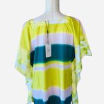 H by Halston NWT H HALSTON STRIPED SKIES LIME KIMONO BLOUSE BOHEMIAN SZ-XS/S Photo 3