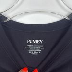 PUMIEY Women's Crew Neck Short Sleeve Top Double Lined Slim Fit T Shirts Black L Size L Photo 4