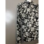 White House | Black Market Shirt Womens Medium Black White Floral Mesh Mock Neck Photo 1