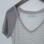 Maurice's  L Pastel Purple Stripe V-Neck Top Photo 4
