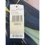 NWT Essentials by A.B.S. Watercolor Sheer Blouse S Mock Short sleeve $128 MSRP Blue Photo 4