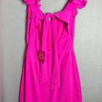 Sugar Lips Hailee Ruffle Sleeve Mini Dress Neon-Pink Back Tie Detail size S Photo 1