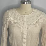 American Eagle Boho Western Prairie Long Sleeve Lace Button Down Top- Size Small Photo 1