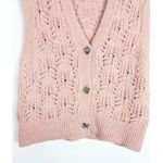 ZARA Pink Jewel Button Pointelle Knit Vest Small Oversized Sweater Rhinestone Photo 9