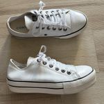 Converse  All Star Lift Platform Low White Leather Shoes Size 7 READ Photo 1