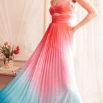AMUR Dress Emmett Pleated Maxi Gown in Ombre Sunset Size 6 Photo 0