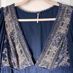 Free People  “My Love” Blue Floral Swiss Dot Mini Dress Women’s Size Small Photo 4