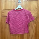 Topshop Size 6 Pink Striped Tie Front T-Shirt Top. Photo 4