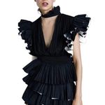 ZARA NWT Black Frilled Mini Skirt With Ruffles Tiered Party Bloggers Fave Sz M Photo 2