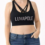 Black Luvapole Pole Dance Fitness Strappy Sports Bra Size M Photo 0