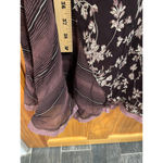 J.Jill Y2K Brown Sheer Feminine Brown Floral Stripes Dainty Lace Trim Dress Size 10 Photo 4