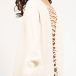 Tobi  Shallow Waters Lace Up Cream Sweater size small‎ Photo 0