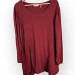 Soft Surroundings Womens 1X Scoop Neck Handkerchief Hem Tunic Sweater Maroon Photo 0