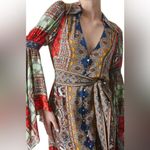 Alice + Olivia Jaylen Mix Scarf Print Handkerchief Sleeve Maxi Dress S Photo 3