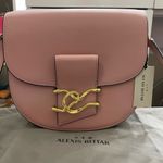 Alexis Bittar  TWISTED GOLD LEATHER SADDLE BAG IN DUSTY PINK Photo 1